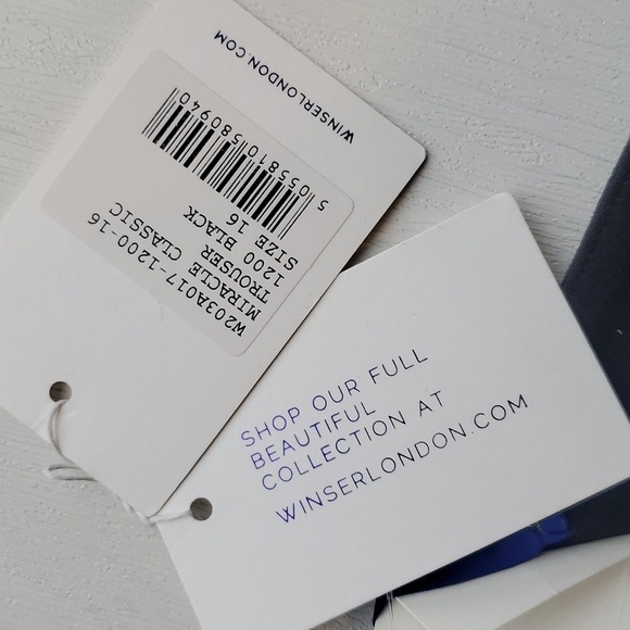 Winser London Black Miracle Classic Trouser Pants 16 NWT - Picture 6 of 8